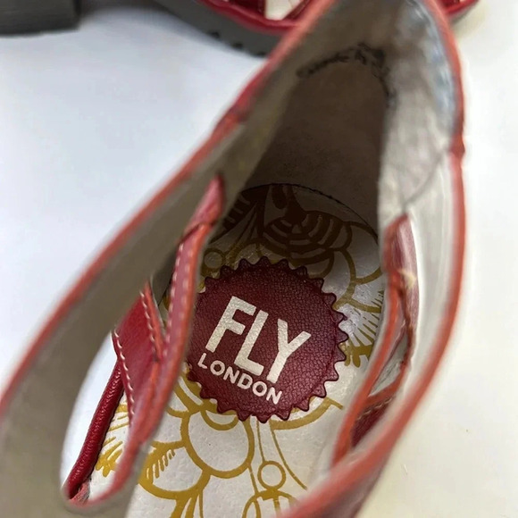 Fly London Lace Up Leather High Heel Open Toe Shoes Sandals Red Size 37 6.5 - 7 - Picture 8 of 13